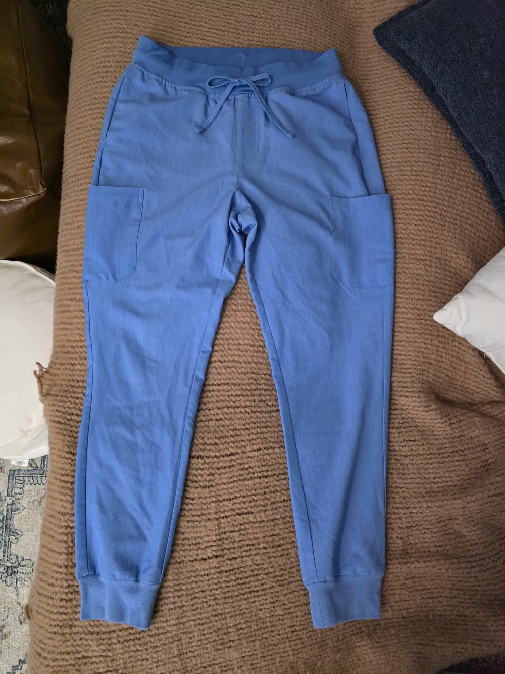 Women's 9 Pocket Joggers Heather Blue- Petite Small